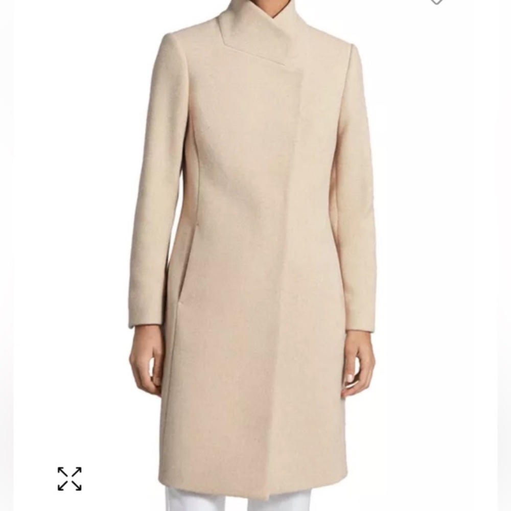 REISS Marcie Wool Blend Mid Length Coat Stone Color - Picture 3 of 16